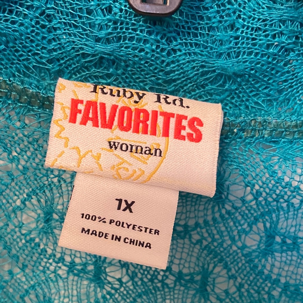 Ruby Rd. Teal Open-Front Sweater - Picture 2 of 4